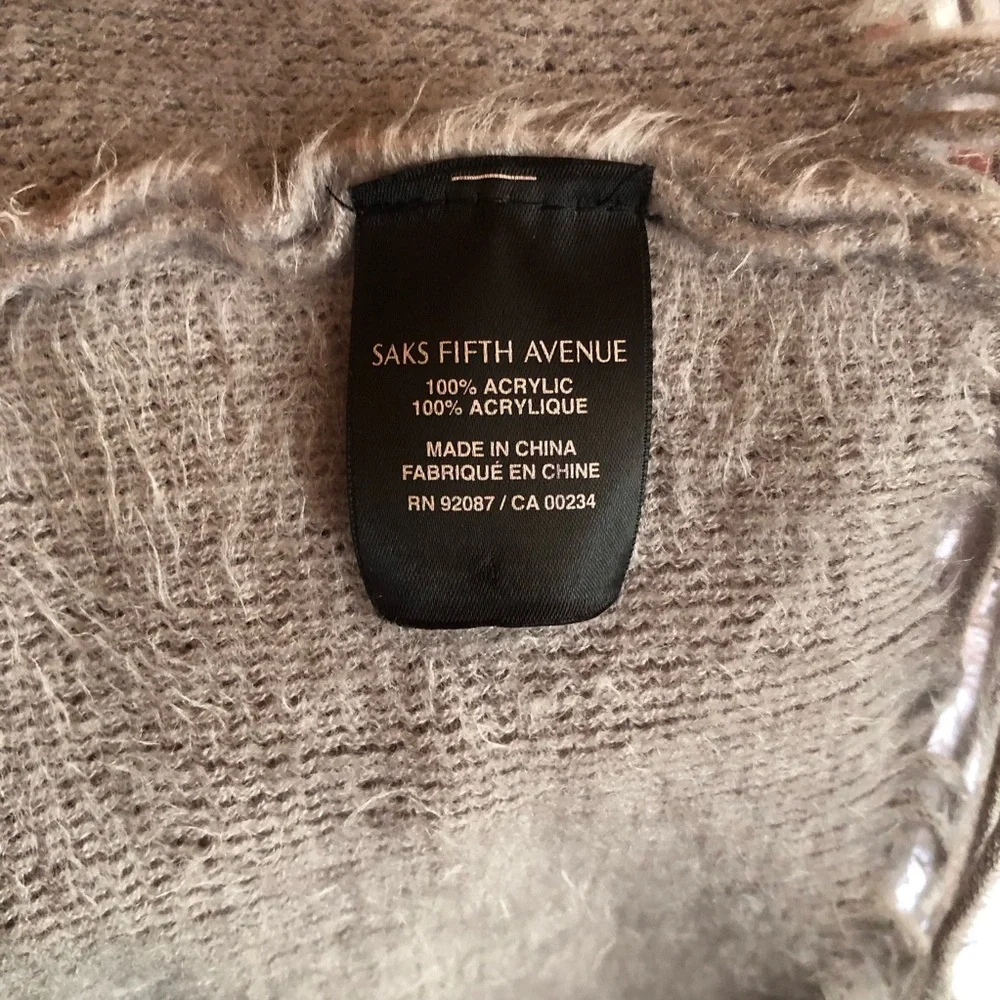 Saks Fifth Avenue Grey Infinity Scarf Double Hem Fringe